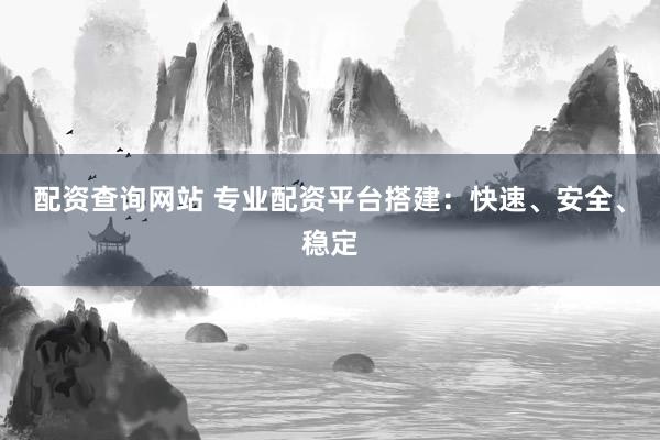 配资查询网站 专业配资平台搭建：快速、安全、稳定