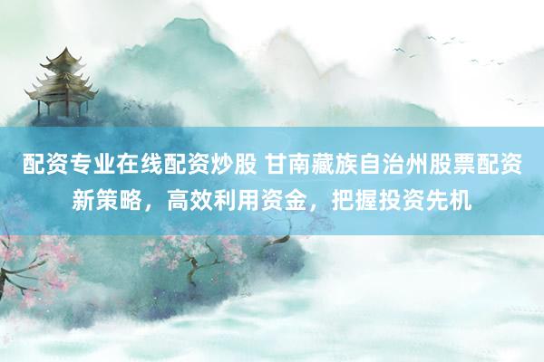 配资专业在线配资炒股 甘南藏族自治州股票配资新策略，高效利用资金，把握投资先机