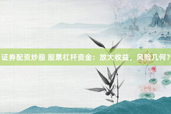 证券配资炒股 股票杠杆资金：放大收益，风险几何？