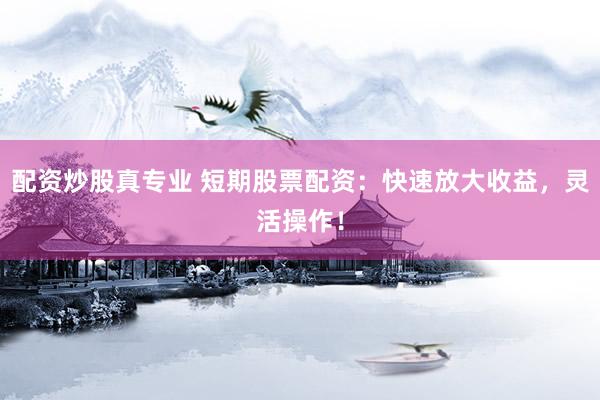 配资炒股真专业 短期股票配资：快速放大收益，灵活操作！