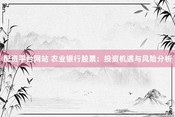 配资平台网站 农业银行股票：投资机遇与风险分析