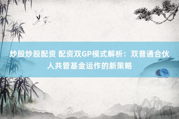 炒股炒股配资 配资双GP模式解析：双普通合伙人共管基金运作的新策略