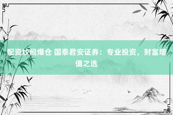 配资炒股爆仓 国泰君安证券：专业投资，财富增值之选