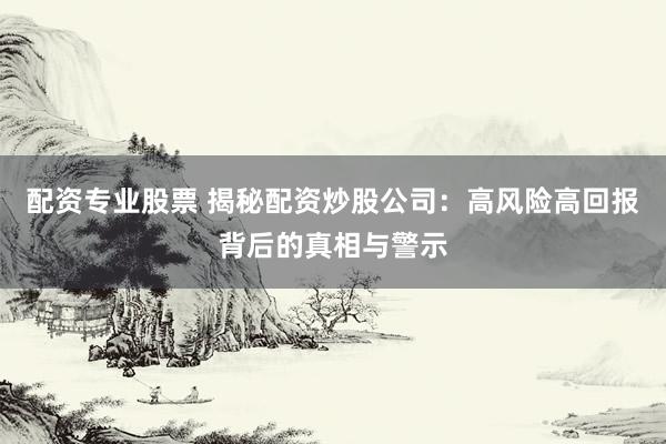 配资专业股票 揭秘配资炒股公司：高风险高回报背后的真相与警示