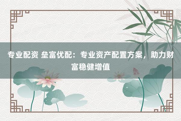 专业配资 垒富优配：专业资产配置方案，助力财富稳健增值