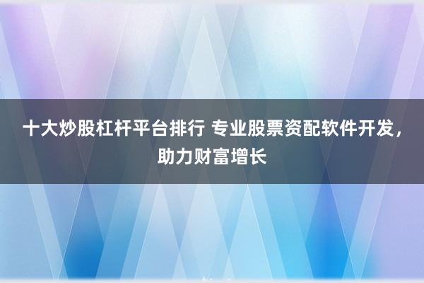十大炒股杠杆平台排行 专业股票资配软件开发，助力财富增长