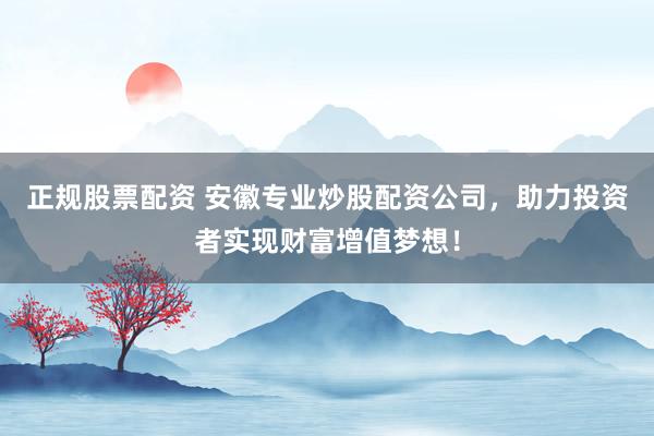 正规股票配资 安徽专业炒股配资公司，助力投资者实现财富增值梦想！