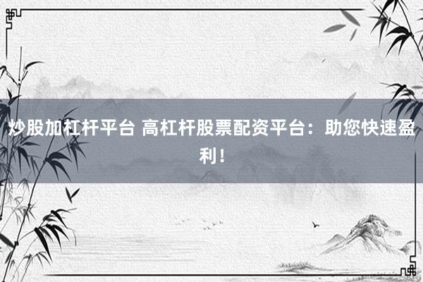 炒股加杠杆平台 高杠杆股票配资平台：助您快速盈利！