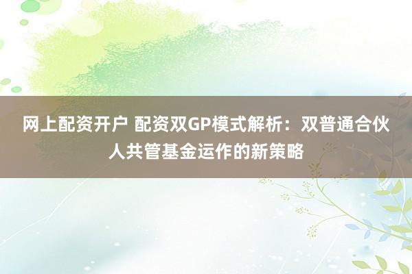 网上配资开户 配资双GP模式解析：双普通合伙人共管基金运作的新策略