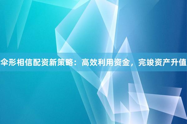 伞形相信配资新策略:高效利用资金,完竣资产升值