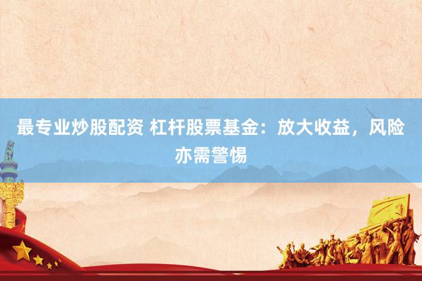 最专业炒股配资 杠杆股票基金：放大收益，风险亦需警惕