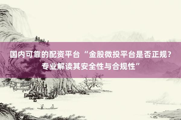 国内可靠的配资平台 “金股微投平台是否正规？专业解读其安全性与合规性”