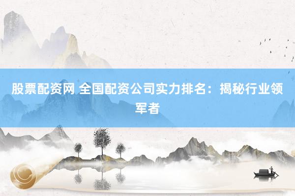 股票配资网 全国配资公司实力排名：揭秘行业领军者