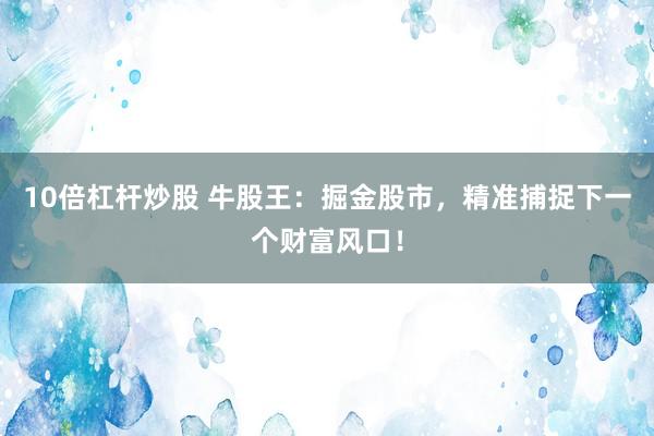 10倍杠杆炒股 牛股王:掘金股市,精准捕捉下一个财富风口!